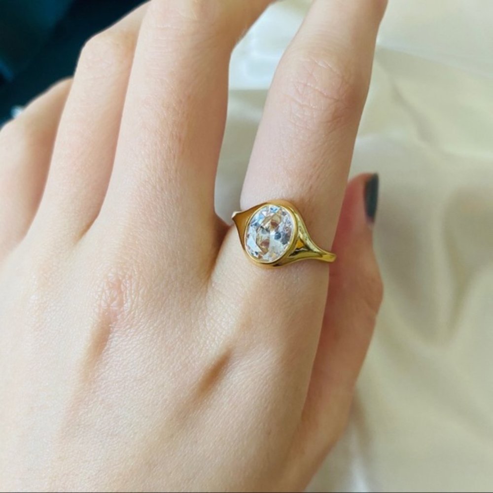 💕Last one 18K Goldplated Stone 925 Ring